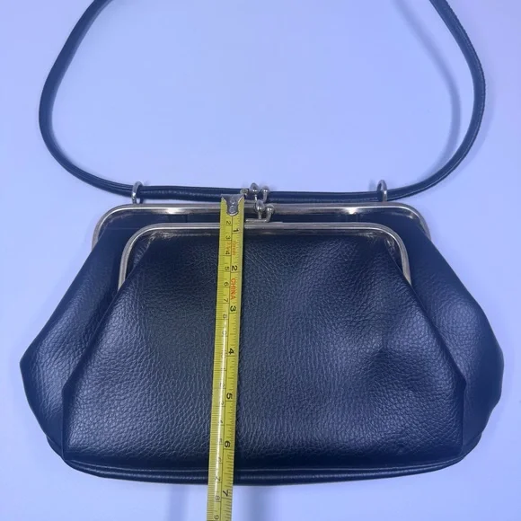 Vintage Kadin Double Snap Purse Black Leather Inside Zipper Rare Purse - Picture 15 of 16